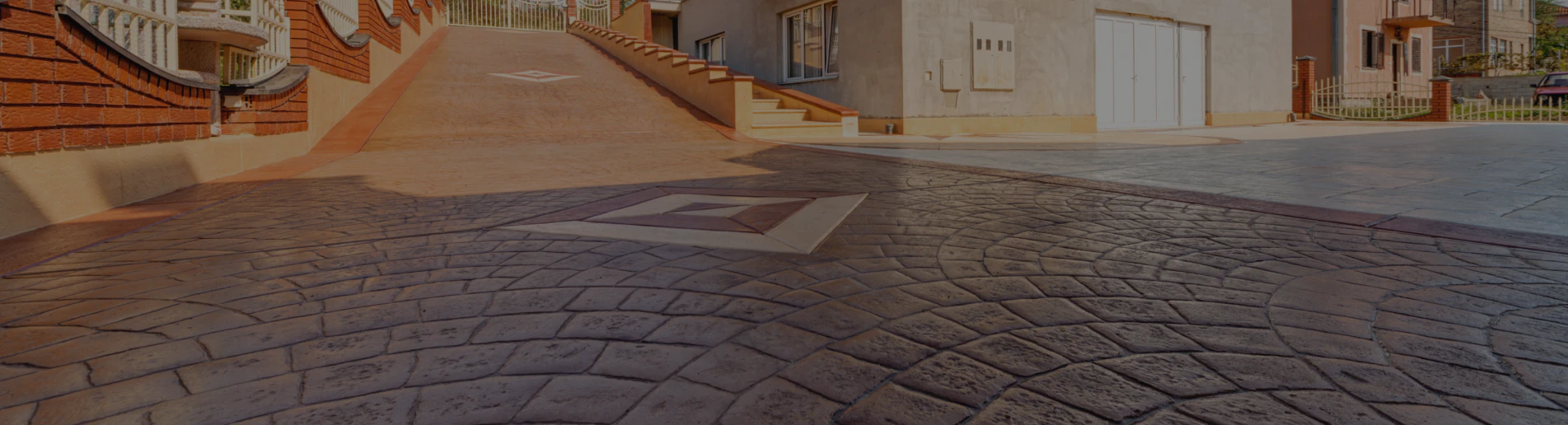 stamped concrete driveway on residential house